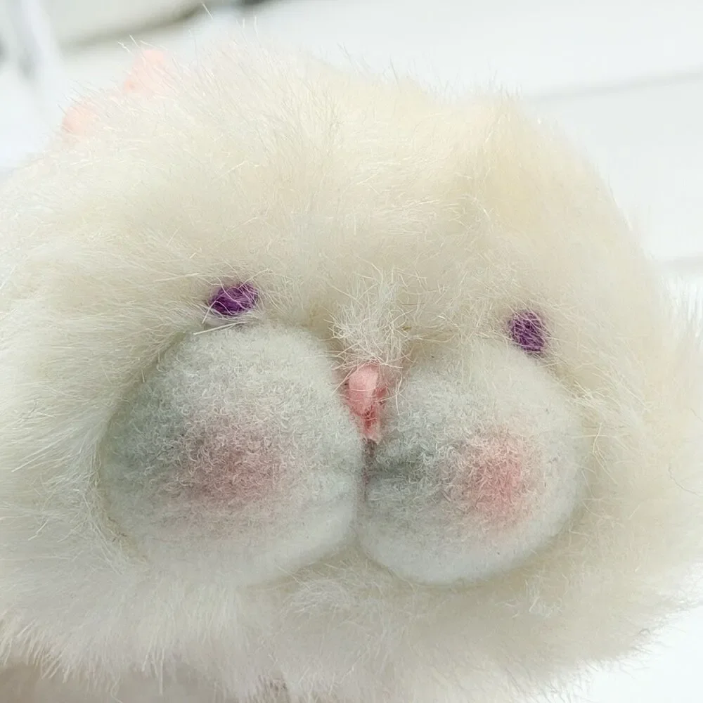 Wallace Berrie Bon Bon Plush Flat White Cat Pink Cheeks 6” Vintage 1980 #150
